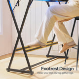 HOOBRO Bar Table,47.1" Rectangular Pub Table,Tall Counter Bar Height Table with LED Light and Glass Decoration, Modern Dining Table Footrests, for Dining Room, Pub, Tavern, Black BB68DBT01 HOOBRO