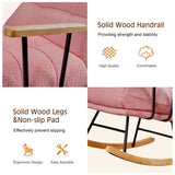 VECELO Wide Rocking Chair Nursery, Oversized Upholstered Teddy Fabric Modern Glider Rocker with High Backrest for Living Room & Bedroom, Large Size, Pink VECELO