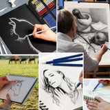 Daerthotk 53 PCS Drawing Kit Sketching Pencil Set, Sketch Pencils Art Supplies with Graphite, Charcoal, Blending Tools, Drawing Pencils for Artists Adults Beginner Family Friends Daerthotk