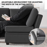 Weture Modular Sectional Sofa with Storage, U Shaped Sectional Couch for Living Room, Convertible Modular Sofa Couch with Ottomans, High Supportive & Soft Sponge, 6 Seat, Darkgrey Weture