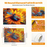 Sunflower Diamond Art Kits for Adults, 5D Dragonfly Diamond Painting Kits for Beginners DIY Full Drill Diamonds Painting Pictures, Diamond Gem Art Painting DIY Crafts Kit for Decor Gift 16x12inch Genius maker