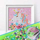 Cute Diamond Painting Kits Large 7x7 Natural Wooden Frame, Pre-Mounted Canvas, Sparkling Crystal Gems, Pen, Arts & Crafts Tray, Gum. Famous Characters, Unicorn USACRAFT