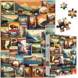 Vintage National Parks Puzzle for Adults 1000 Pieces, Travel Poster Landscape Puzzle Including Yellowstone Zion Acadia Yosemite, Nature Jigsaw Puzzles Scenery Mountain Scene PICKFORU