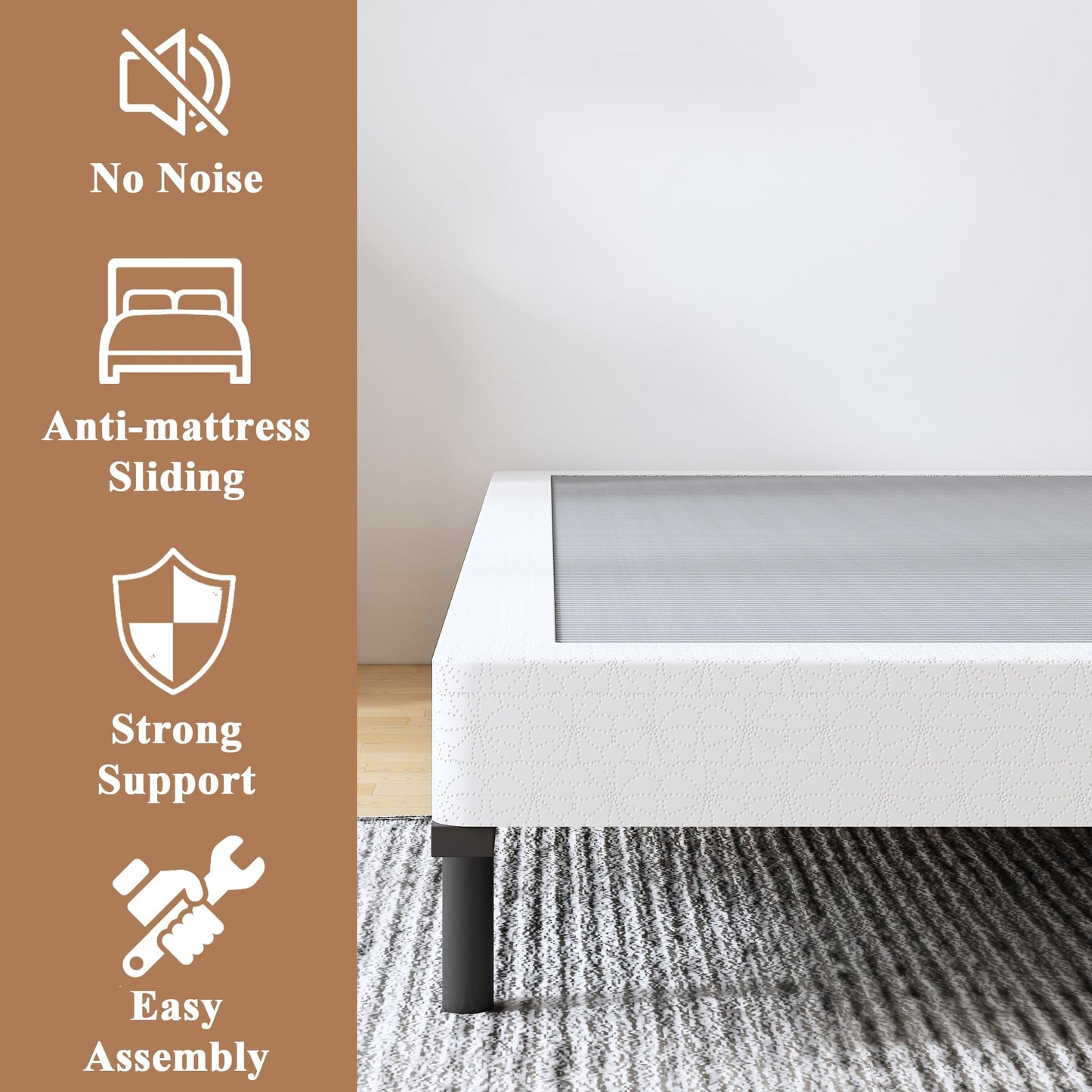 Vaciwe 6 Inch Box Spring King Size Bed Base, Heavy Duty Metal Frame Mattress Foundation with Easy Clean Cover, Noise Free,Easy Assembly