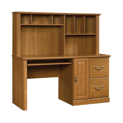 Sauder Orchard Hills Computer Desk with Hutch, Carolina Oak finish - WoodArtSupply