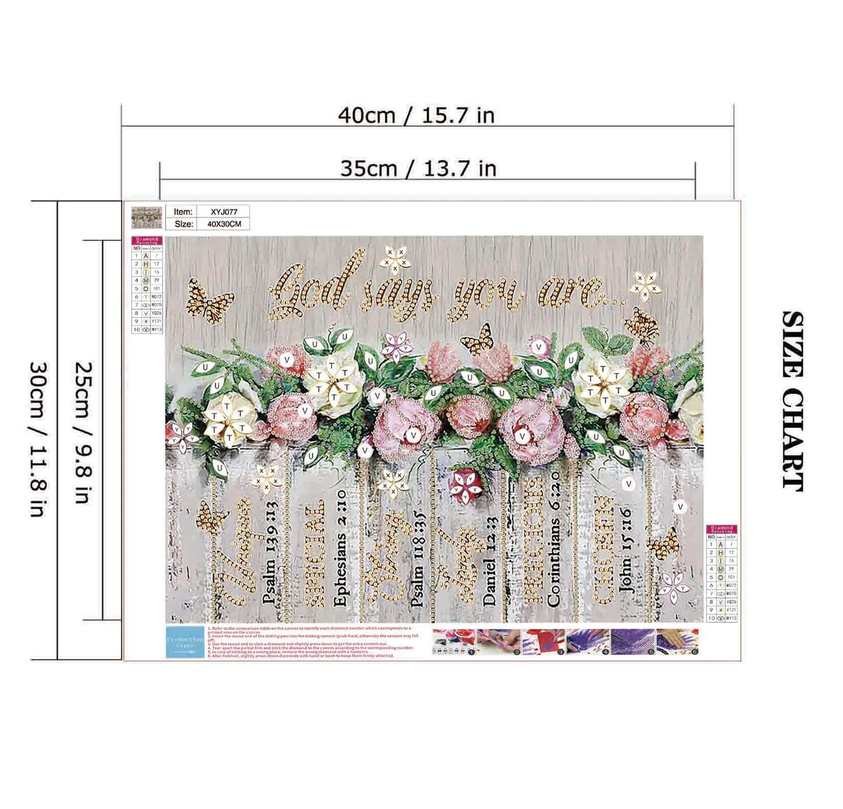 God Says You Are Diamond Painting Kits for Adults Beginners, 5D DIY Inspirational Diamond Art Kits, Spring Flower Floral Butterfly Special Shaped Drill Diamond Dots Gem Art Craft, Home Decor 16x12In wavaiov