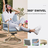 HAPPATIO 9-Piece Patio Dining Set for 8, Aluminum Outdoor Dining Set with Cushions, 8 Swivel Dining Chairs, 1 Large Rectangular Table with Umbrella Hole for Lawn, Porch, Backyard, Brown HAPPATIO