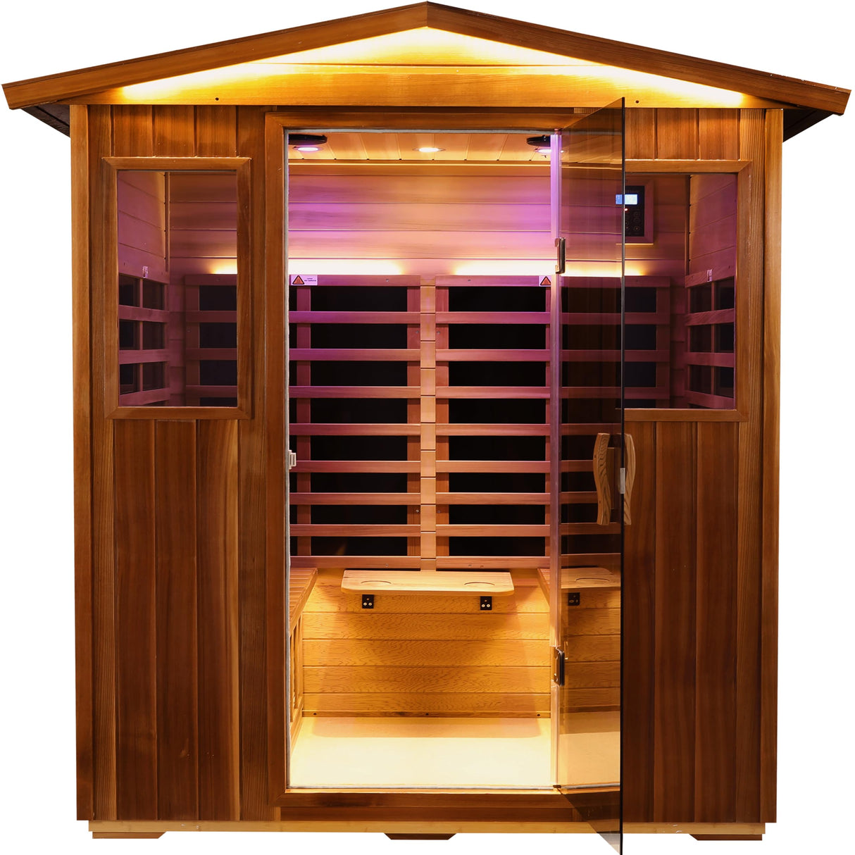 LTCCDSS Red Cedar Outdoor Sauna 4 Person, Ultra-Low EMF Far Infrared Sauna for Home, Chromotherapy, Bluetooth Speaker LTCCDSS