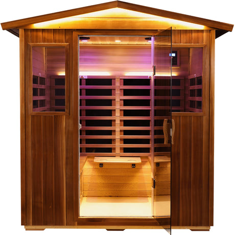LTCCDSS Red Cedar Outdoor Sauna 4 Person, Ultra-Low EMF Far Infrared Sauna for Home, Chromotherapy, Bluetooth Speaker LTCCDSS