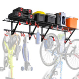PLKOW Garage Wall Shelving Includes Bike Hooks, Sturdy Adjustable Garage Shelving Wall Mount Garage/Organizer (Black, 2-Pack) PLKOW