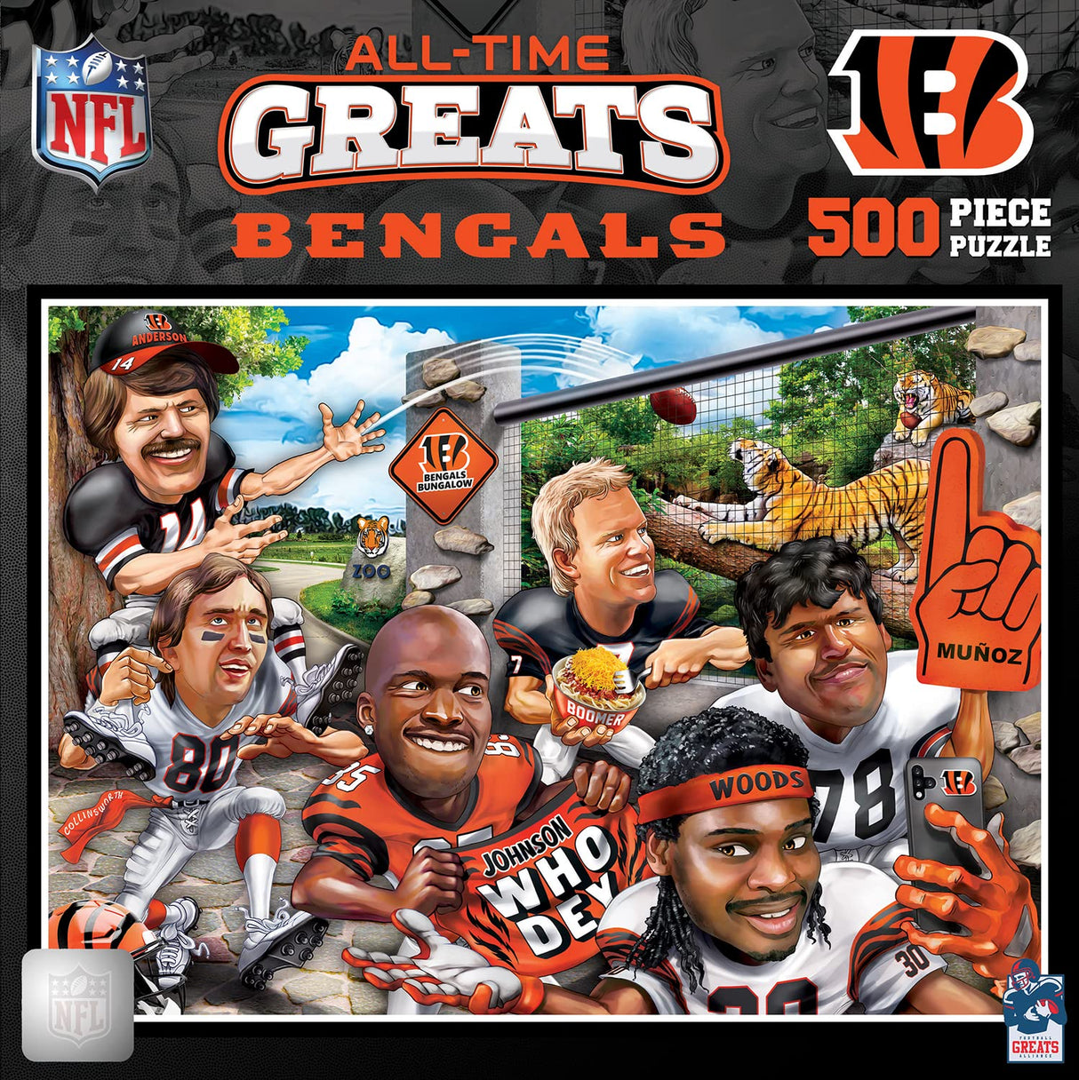 MasterPieces 500 Piece Sports Jigsaw Puzzle for Adults - NFL Cincinnati Bengals All-Time Greats - 15x21 Masterpieces