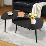 WDSHIYI Black Nesting Coffee Tables Set of 2 End Bamboo Table for Living Room Bedroom Apartment Modern Industrial Simple Nightstand 32" D x 20" W x 18.5" H WDSHIYI