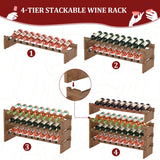 Domax Wine Rack Freestanding Floor - 4 Tiers Stackable Wine Rack 36 Bottle Wine Bottle Holder， Bamboo Wine Holder Wine Storage for Kitchen, Bar, Pantry, Wine Cellar and Countertop (Walnut) Domax
