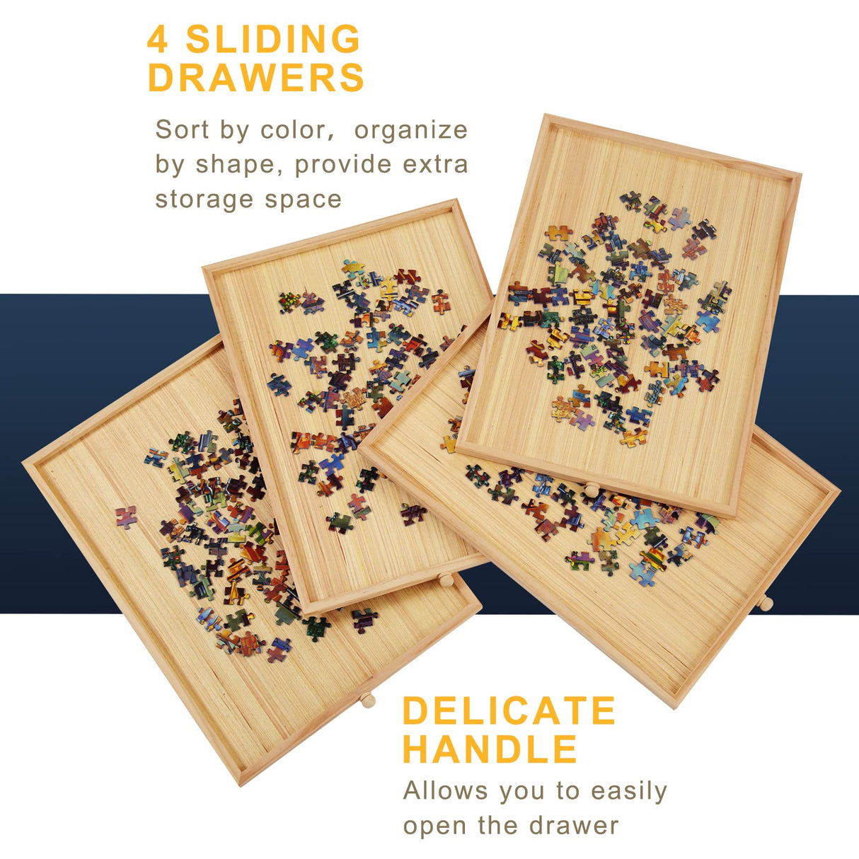 TEAKMAMA 1500 Piece Wooden Jigsaw Folding Puzzle Board, Puzzle Table with Legs and Protective Cover, 34” X 26.3” Jigsaw Puzzle Board with 4 Drawers & Cover, Portable Puzzle Tables for Adults - Natural TEAKMAMA