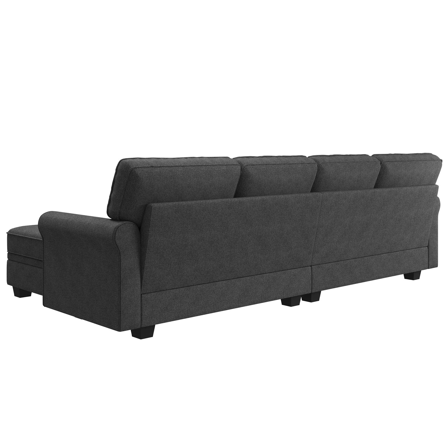 HONBAY Sectional Sofa with Storage Seat U Shaped Sectional Couch with Reversible Chaise Convertible Sectional Couch for Living Room,Dark Grey