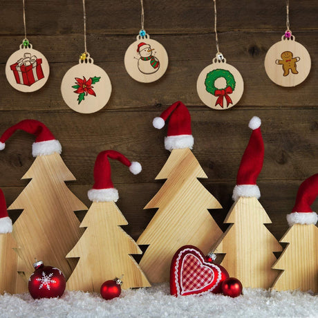 60Pcs Wood Slices,3.5" Wooden Christmas Ornaments,Unfinished Predrilled Wood Circles for Crafts Centerpieces,DIY Round Wooden Discs Hanging Decorations pojah