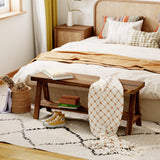 Oenalw 43.3" Farmhouse Bench, End of Bed Bench,Solid Wood Entryway Bench, Indoor Bench, Rustic Wood Bench Seat for Indoor,Entryway, Dining Room, Living Room, Hallway, end Bed and Front Door Oenalw