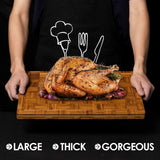 Extra Large Bamboo Cutting Boards, (Set of 3) Chopping Boards with Juice Groove Bamboo Wood Cutting Board Set Butcher Block for Kitchen, End Grain Kikcoin