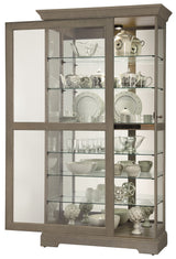 Howard Miller Gilman Curio Cabinet II - Durable Glass Shelves, Lockable Slide Door with Adjustable Storage Cabinets & Grey Finish for Collectibles, Living Room, Entryway and Office Howard Miller