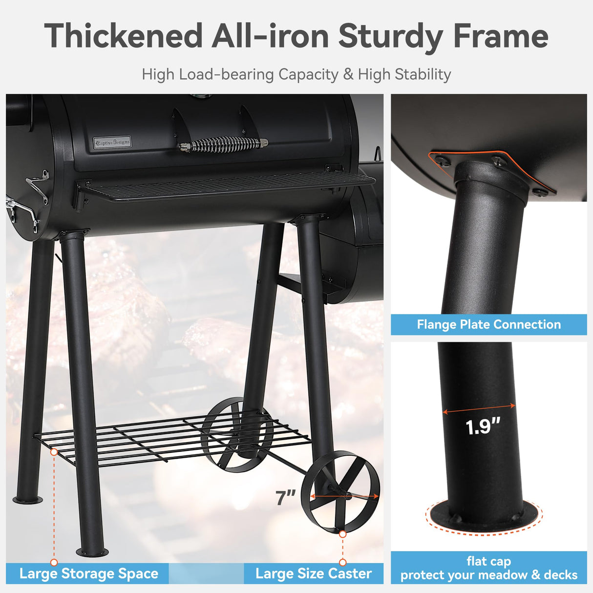 GREEN PARTY Offset Smoker Charcoal Grills with 28-Inch Cook Chamber, Barrel Smoker and Charcoal Grill Combo, 512 Sq. In. Space Barrel Charcoal Smoker Grill for Outdoor BBQ Patio Backyard Cooking GREEN PARTY