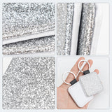 Framendino, 16 Pack Sublimation Blank Keychain Glitter PU Leather Square Rectangle Heat Transfer Key Fob Key Chain for DIY Craft Making Silver Framendino