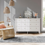 FOTOSOK White Dresser, Chest of Drawers, Modern 6 Drawer Double Dresser with Deep Drawers, Wide Storage Organizer Cabinet for Living Room, Hallway FOTOSOK