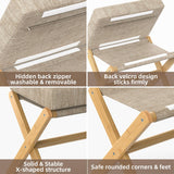 BAMBOOHOMIE Foldable Foot Stool Ottoman, Modern Foot Rest with Bamboo X Legs & Thick Foam Cushion, Folding Foot Stools Small Padded for Bedroom Living Room, Makeup Vanity Stool Chair (Natural - Brown) BAMBOOHOMIE