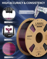 LANDU Silk Dual Color PLA Filament 1.75mm 1KG, 3D Printer Filament Dimensional Accuracy +/- 0.02mm, Coextrusion Filament PLA Shiny Filament Fits for Most FDM 3D Printers,1KG Spool (2.2lbs) Red Black LANDU