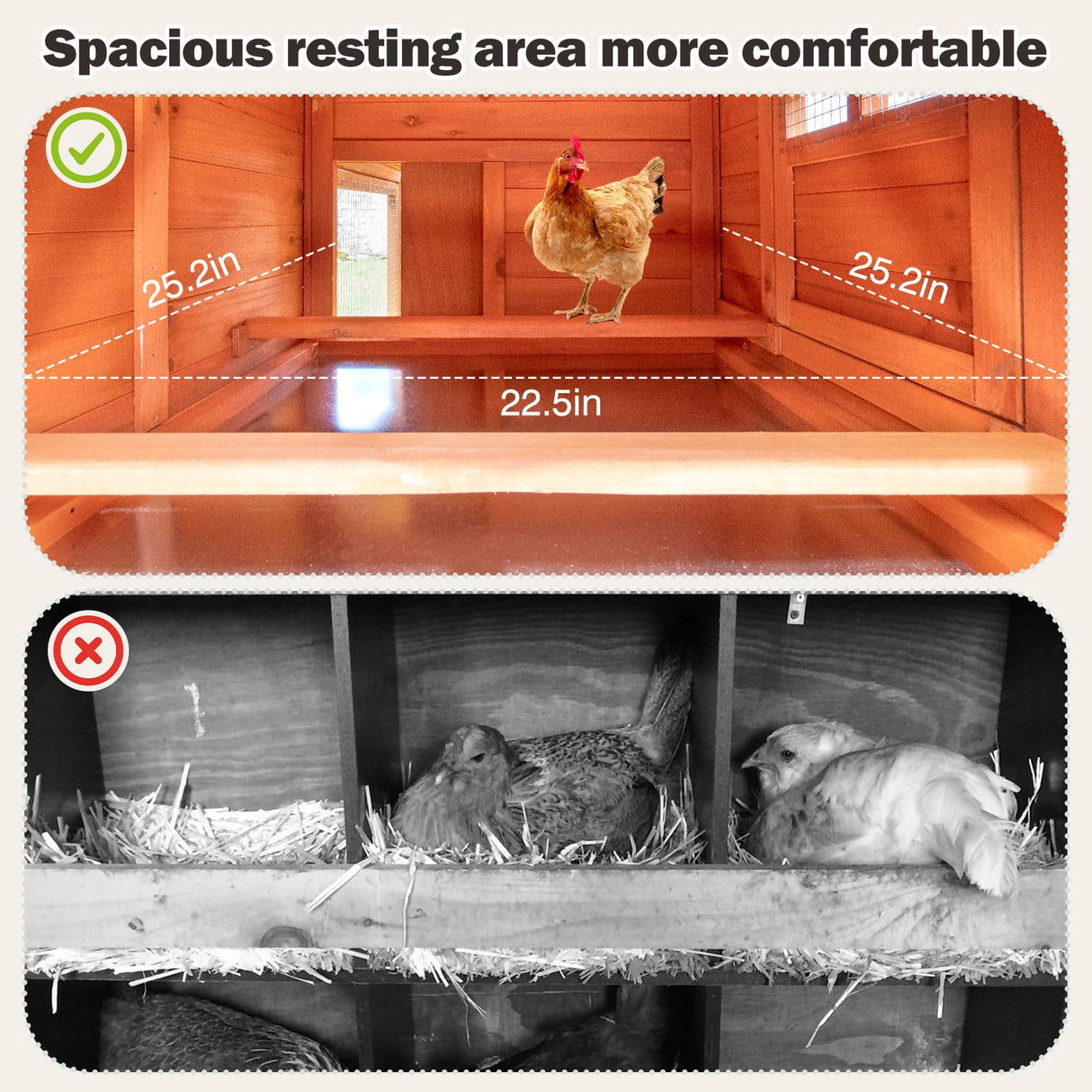 RUNSHED Chicken Coop for 4-6 Chickens Outdoor Wooden Hen House Poultry Pet Hutch for Backyard w/Run Cage & Nesting Box RUNSHED