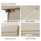 TWOPAGES Woven Bamboo Cordless Roman Shades, Custom No Drill or Motorized Blinds with Remote for Indoor Windows, Wall White TWOPAGES