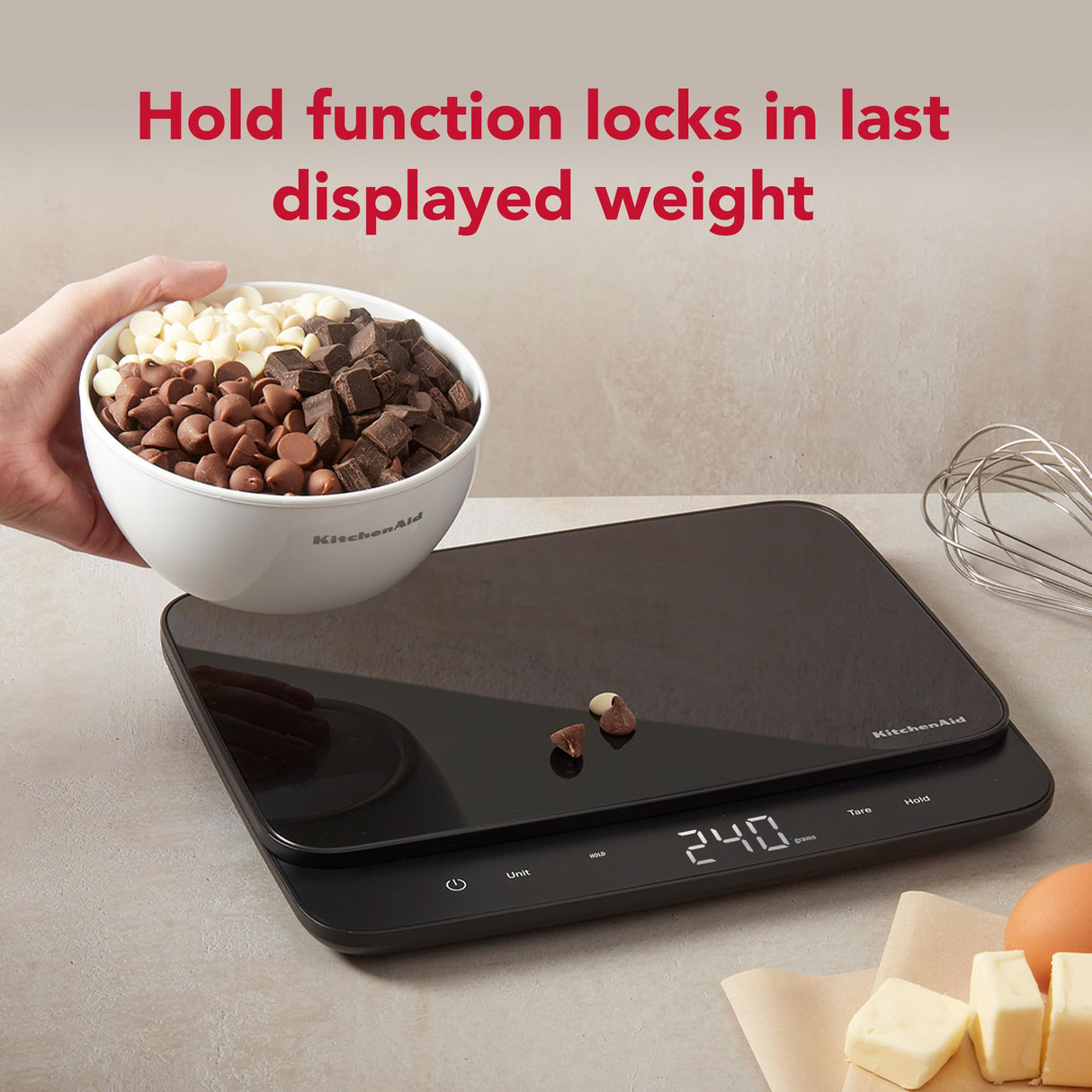 KitchenAid KQ917 High Capacity Glass Surface Digital Kitchen and Food Scale, 30 Pound Capacity and Precision, Grams, Ounces, Pounds, Fluid Ounces & Milliliters, LED, Tare Function, Black KitchenAid