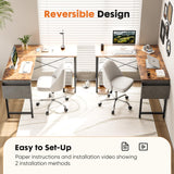 Sweetcrispy L Shaped Desk 50 Inch Computer Gaming Corner Table for Writing Study Student PC with Wooden Desktop Sturdy Metal Frame CPU Stand Side Bag Reversible for Home Office Small Place Brown Sweetcrispy