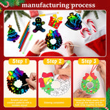 Garma 36Pcs Christmas Crafts Scratch Art for Kids, Rainbow Scratch Paper Christmas Ornaments Crafts Christmas Party Favors Toys Xmas Tree Ornaments Hanging Craft Art Kits Garma