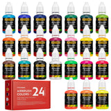 VIVOHOME 24 Color Airbrush Paint Set, Acrylic Air Brush Paints Ready to Spray (No Thinner Needed), Water Based Painting Colors for Artist and Beginners, Includes 6 Neon Color, 20 ml/0.68 Fl Oz VIVOHOME
