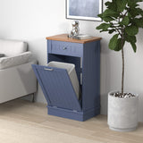 Betterhood Tilt Out Trash Cabinet 10 Gallon Wooden Free Standing Laundry Sorter Cabinet,Recycling Cabinet with Hideaway Drawer,Tilt Out Trash Cabinet Can Bin Kitchen (Blue) Betterhood