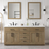 OVE Decors Bailey 72 in. W x 22 in. D x 34.5 in. H Bath Vanity in Driftwood Oak with White Engineered Quartz Top OVE Decors