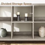 GarveeHome 8 Cube Storage Organizer Bookshelf, Farmhouse Horizontal Bookcase, 62 Inch Wood Storage Bookcase for Entryway, Long Low Bookshelves for Living Room (Grey, 8 Cube Metal) GarveeHome