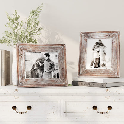 Barnyard Designs Rustic Wooden Picture Frame, Western Farmhouse Tabletop or Wall Hanging Wood Picture Frame, Distressed Barnwood Brown (8"x10" / 1 Frame)