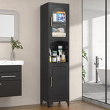 SteeLoong 75" Tall Bathroom Storage Cabinets，Black Narrow Bathroom Cabinet Freestanding with 2 Doors and Adjustable Shelves，Metal Narrow Pantry Cabinet for Kitchen,Living Room, Entryway SteeLoong