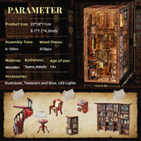MiniCity Book Nook Kit, DIY Miniature Dollhouse Booknook Kit, 3D Wooden Puzzle Bookend Bookshelf Insert Decor with LED Light for Teens and Adults (Abbey Library) MiniCity
