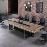 10ft Large Conference Table - 2" Thick Top & Metal Grid Base | Easy Assembly | Cable Management | Commercial Office Desk, Modern Executive Meeting Table for Office (10-20 People) SAINTCY