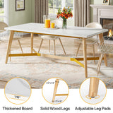 Tribesigns Dining Table for 6-8 People, 70.9 Inch Rectangular Kitchen Table with Solid Wood Legs, Faux Marble Wood Dining Table, Modern Large Dinner Table for Dining Room, Living Room, Kitchen Tribesigns