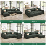 HONBAY Ottoman Module for Corduroy Modular Sectional Sofa with a Back Cushion, Storage Square Ottoman Bench for Living Room, Green HONBAY