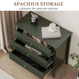 RoyalCraft Dark Green Fluted 3 Drawer Dresser, 32 inch Wide Dresser Nightstand for Bedroom, Modern Wood Chest of Drawers, Large Painted Nightstand with 3 Drawers for Closet, Hallway, Entryway RoyalCraft