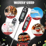 Copkim 6 Pcs Instant Read Meat Thermometer with Long Probe 9.65 Inch Kitchen Cooking Food Candy Waterproof Digital Thermometer for BBQ Water Milk Yogurt Liquid Cooking(Black, White, Red) Copkim
