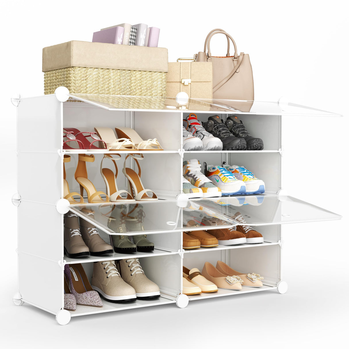 HOMICKER Shoe Storage,8 Tier Shoe Rack Organizer for Closet Shoe Cabinet with Door Shoe Shelves for Closet,Entryway,Hallway,Bedroom HOMICKER
