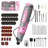 WORKPRO Cordless Rotary Tool Kit with 71pcs Accessories, 3 Variable Speeds, USB Rechargeable Mini Rotary Tool for Engraving, Sanding, Polishing, Carving, Cutting, DIY Crafts - Pink Ribbon WORKPRO