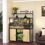 GDLF Reptile Tank Stand Terrarium Stand with Cabinet for Accessories Storage 48" X 24" Tabletop Fits up to 120 Gallon Bearded Dragon Tank, Reptile Terrarium,turtle tank,Natural Wood Color GDLF
