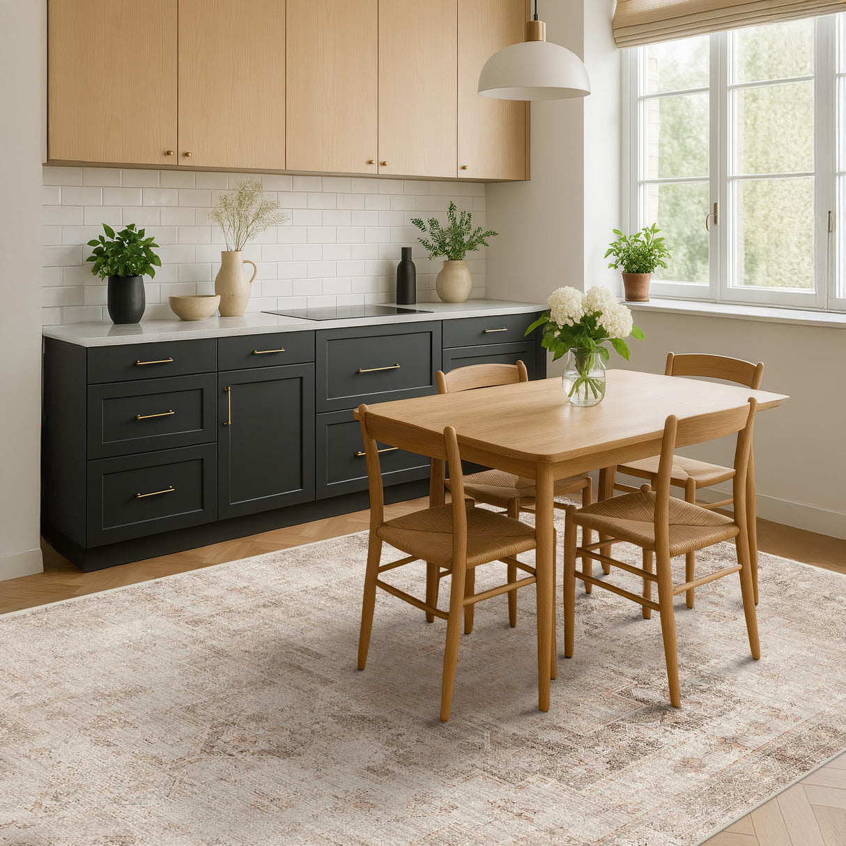 Hazo Haus Farmhouse Area Rugs for Living Room - 8x10 Washable Modern Abstract Rug for Bedroom, Dining Room Under Table, Home Office, Soft Washable & Stain Resistance (Beige & Peach) Hazo Haus