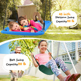 Hapfan Swing Sets for Backyard with Monkey Bars, Belt Swing, Platform Swing, Climbing Net, Trapeze Bar, Outdoor Playset for Kids Hapfan